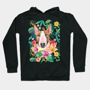 Tropical White and Tan Bull Terrier Hoodie